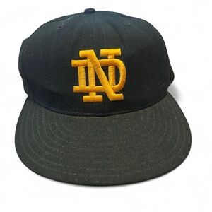 VTG Notre Dame Fitted Hat New Era Pro Model 100% Wool USA Made 7 3/8 Official